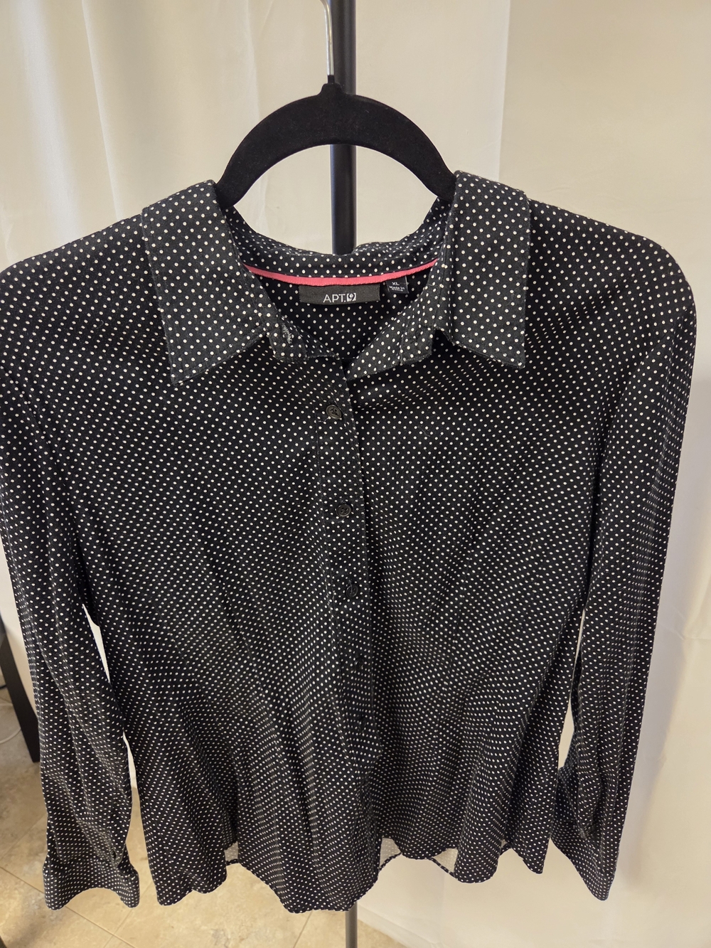 Apt. 9 Black and White Polka Dot Button-Front Blouse